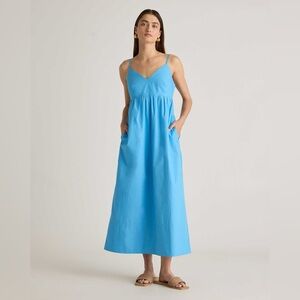 NWT Quince 100% Organic Cotton Sleeveless Maxi Dress in Cornflower Blue